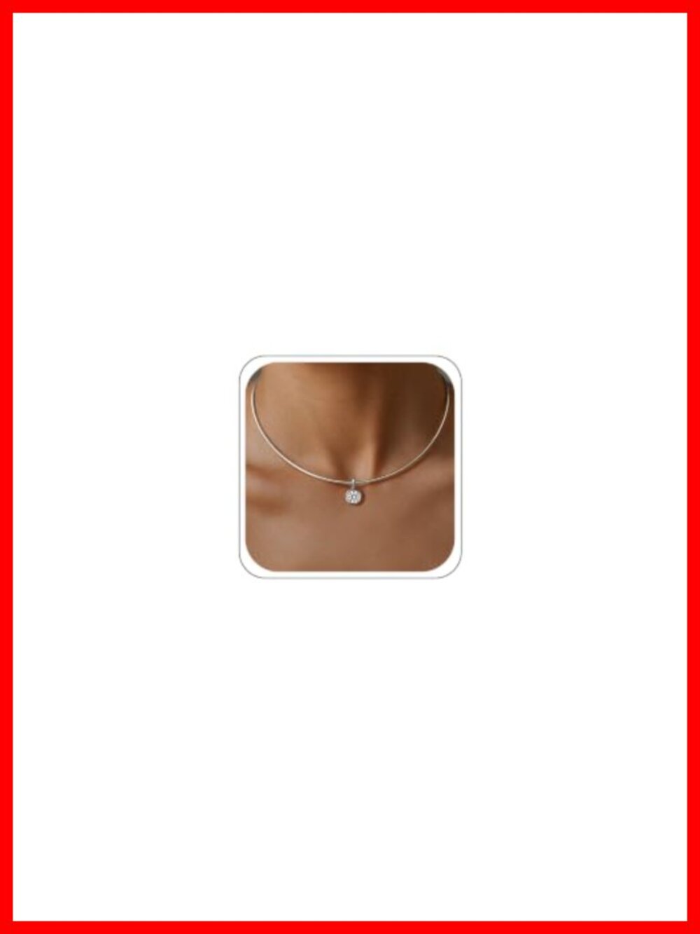 Non Tarnish Stainless Steel Choker Necklace with Cubic Zirconia Sun Pendant